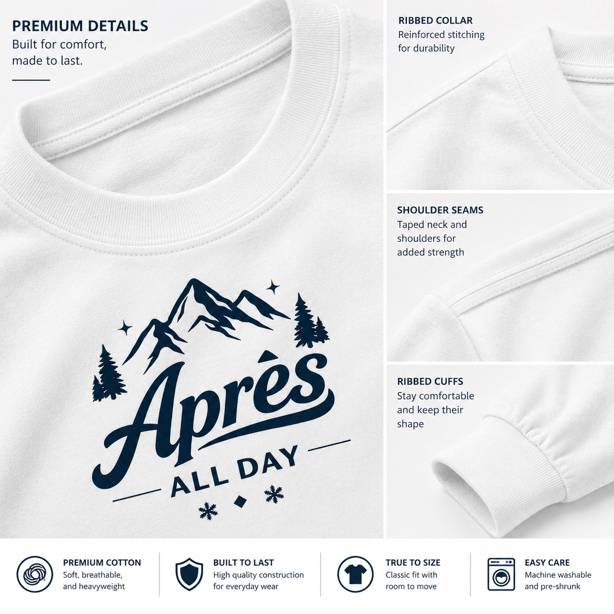 Apres All Day - Premium White Sweatshirt