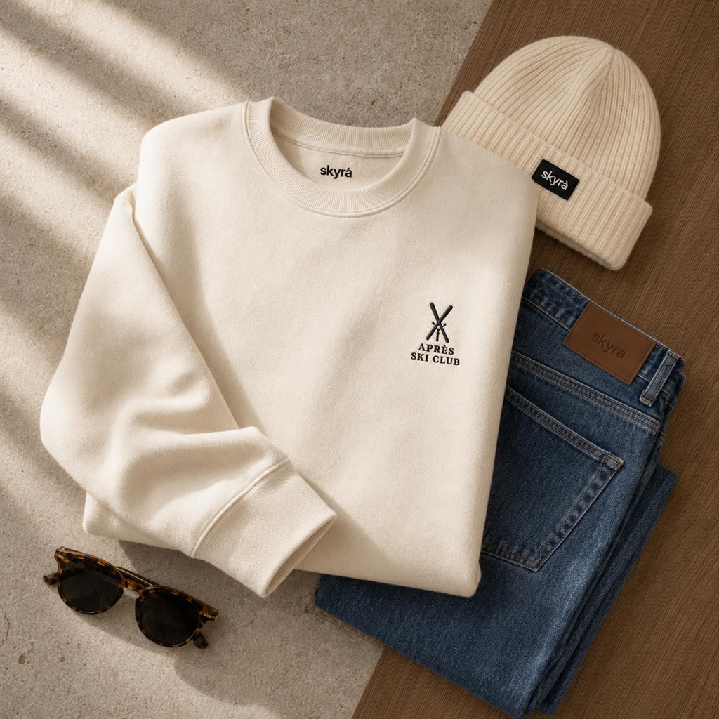 Apres Ski Club Crossed Skis Premium Cotton Sweatshirt