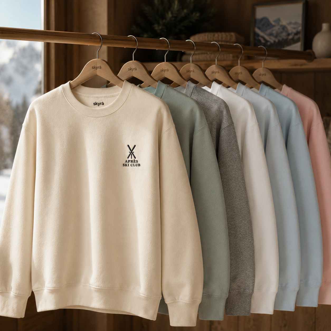 Apres Ski Club Crossed Skis Premium Cotton Sweatshirt