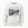 Beige sweatshirt with 'Les Gets, France' graphic on a white background