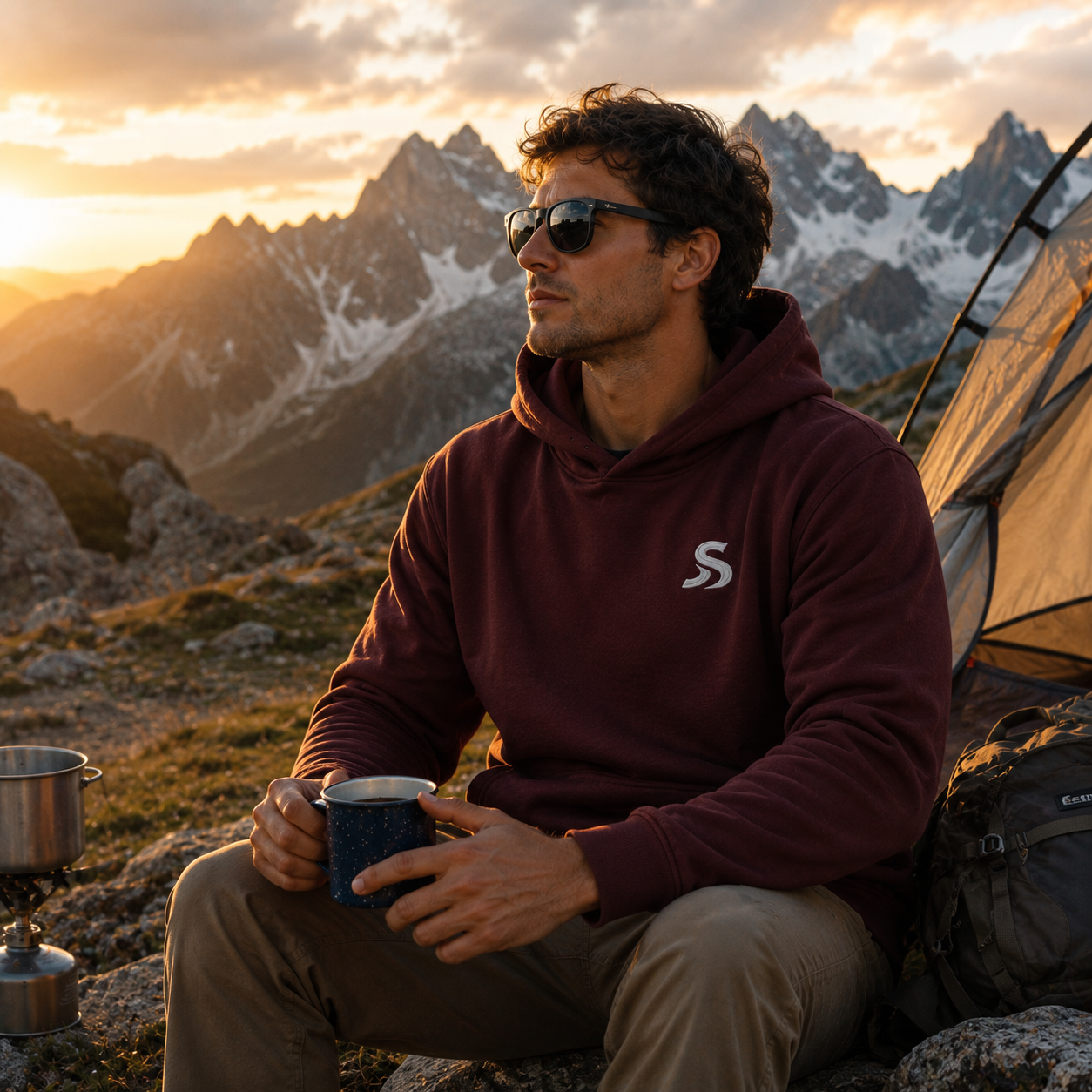 Mens Classic Maroon Hoodie