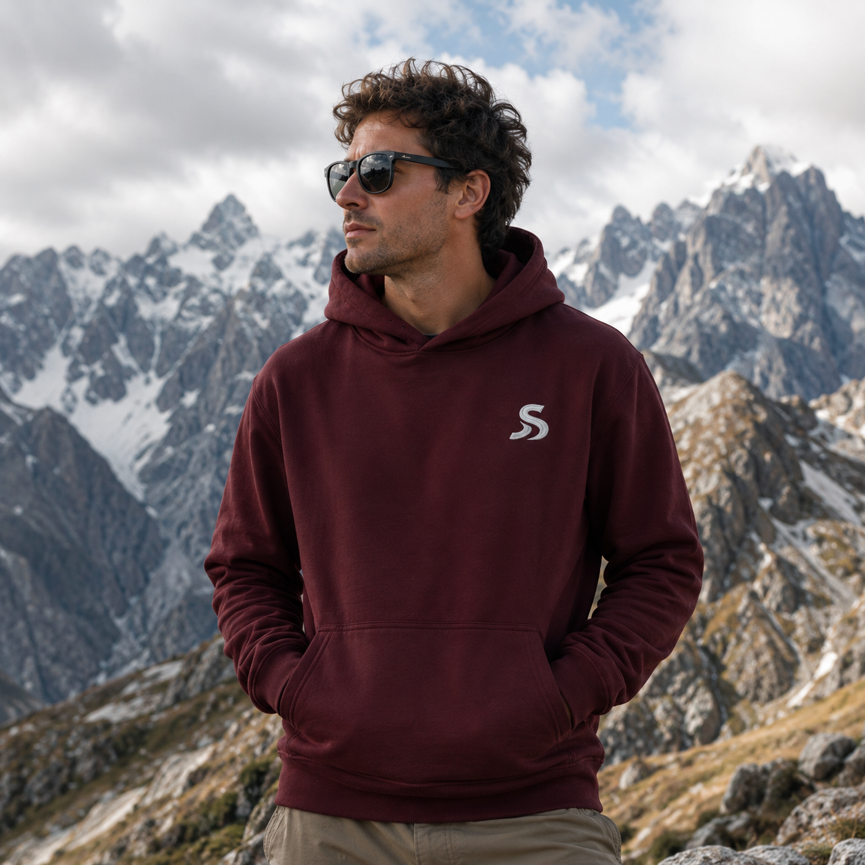 Mens Classic Maroon Hoodie