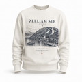 Oatmeal Heather Sweatshirt featuring iconic hand drawn sketch of Zell am See, Austria