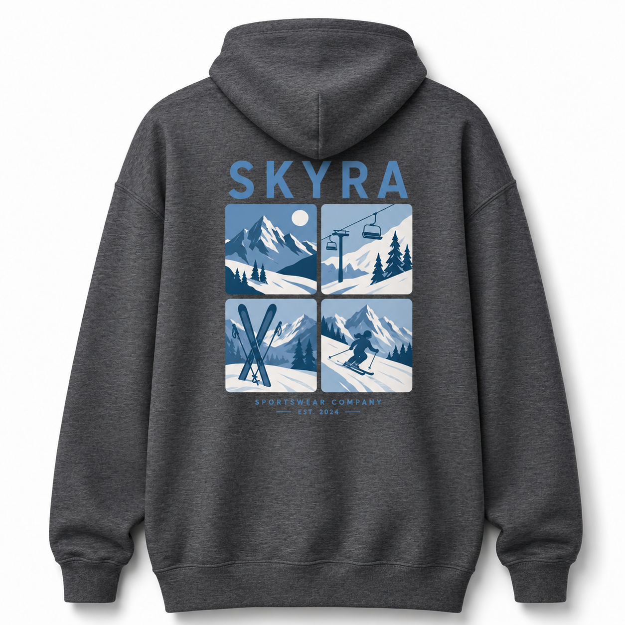 Vintage Ski Graphic Zip Up Hoodie