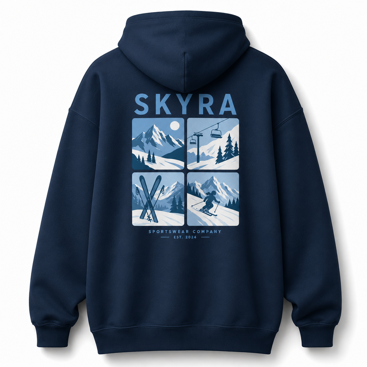 Vintage Ski Graphic Zip Up Hoodie