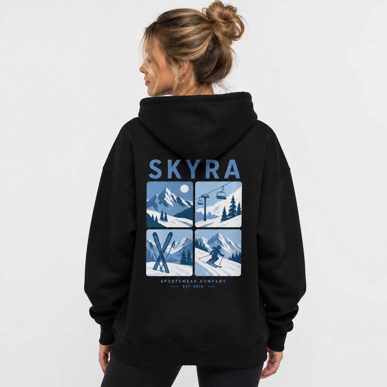 Vintage Ski Graphic Zip Up Hoodie